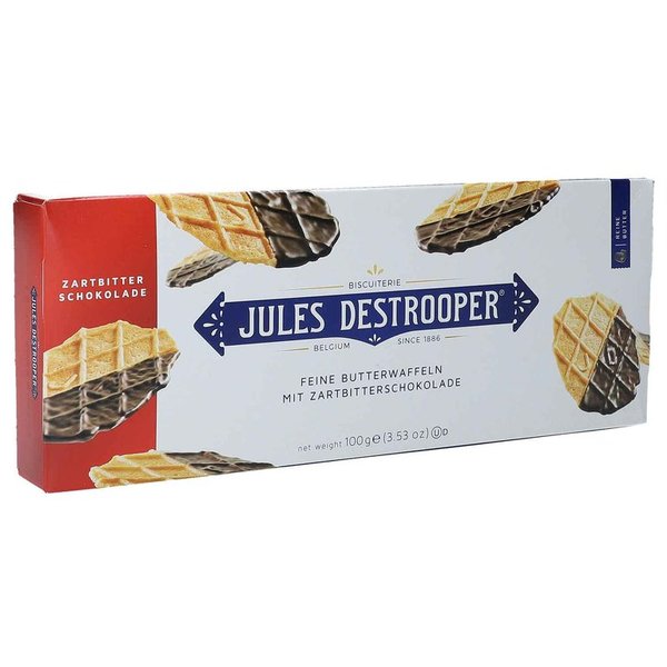 Jules Destrooper gofres crujientes de mantequilla con chocolate semi amargo 100g